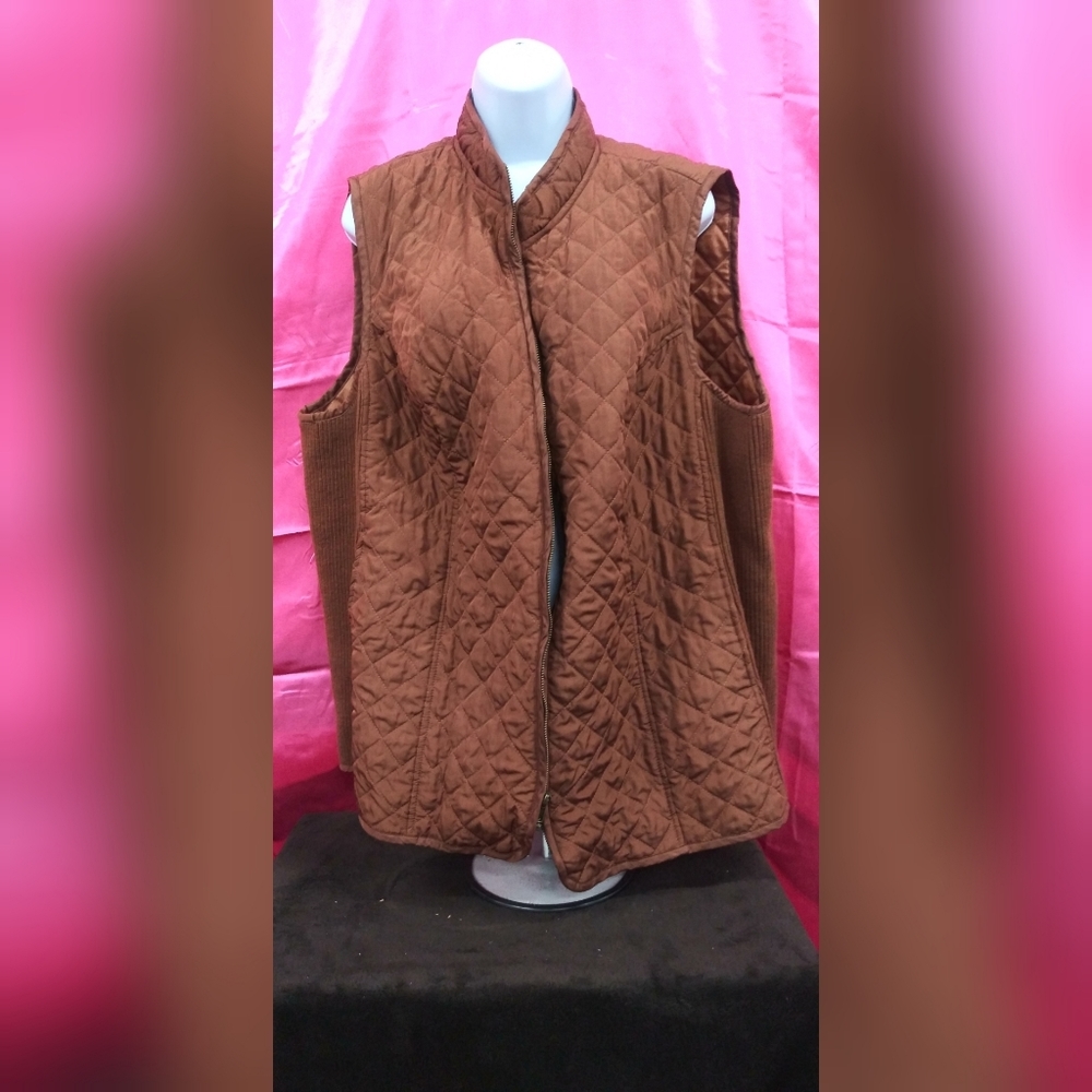 Women's Brown Zip Up Vest